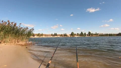 Fishing on the sandy beach. Stock-Footage 141133102