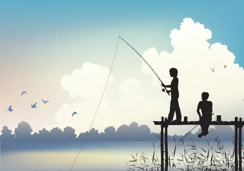 Fishing scene Stock-Illustration