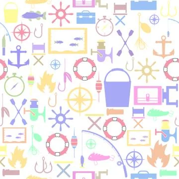 Fishing seamless pattern background icon. 스톡 일러스트