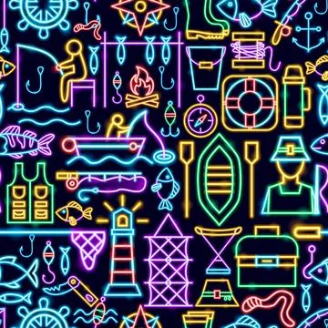 Fishing Seamless Pattern Stockillustratie