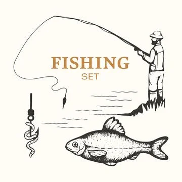 Fishing set vector illustration. Stock Illustration