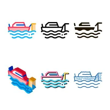 Fishing ship icon looks vector outline Ilustración de archivo