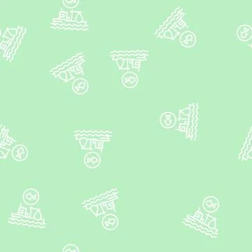 Fishing ship line seamless pattern Stock Illustration