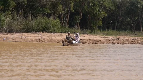 Fishing on a ship in the river of the livelihood Stock Footage 95220427