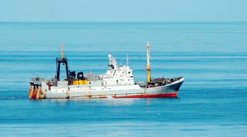 Fishing ship at sea Stock Footage 24474994