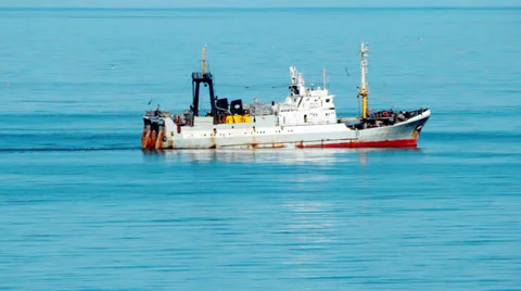Fishing ship at sea Stock Footage 24476129