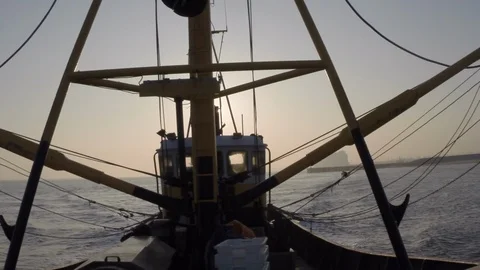 Fishing ship view from front Stock Footage 109545213