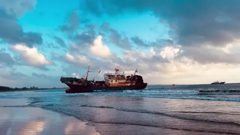 Fishing Ship Wreckage Stock Footage 260600119