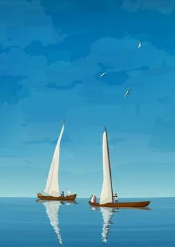 Fishing ships Illustrazione stock