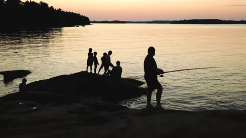 Fishing silhouette Video stock 157599862
