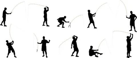 Fishing silhouettes Illustrazione stock