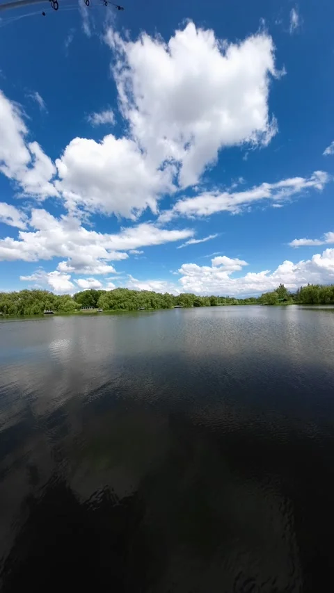 Fishing on a small lake Stock Footage 197829341
