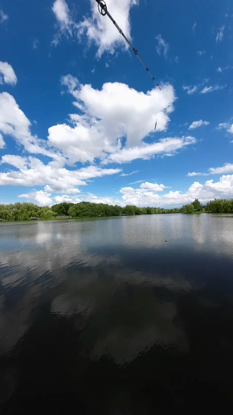Fishing on a small lake Stock Footage 197829477