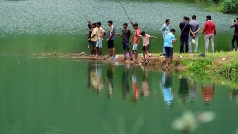 Fishing at Solanpada Dam Stock Footage 141129035
