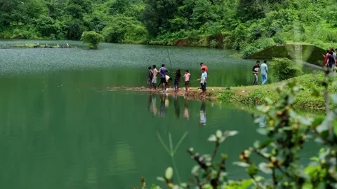 Fishing at Solanpada Dam Stock Footage 141129364