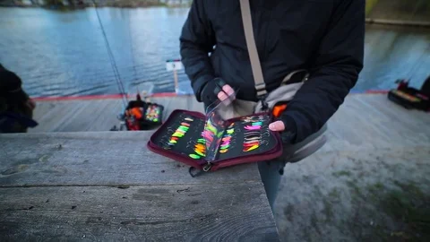 Fishing spoons for rainbow trout Stock Footage 79930873