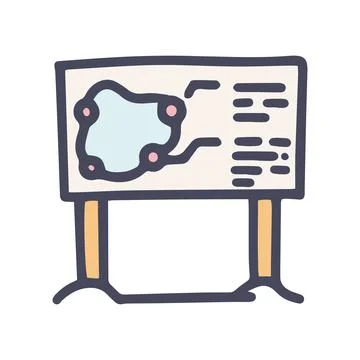 Fishing spots map color vector doodle simple icon Illustrazione stock