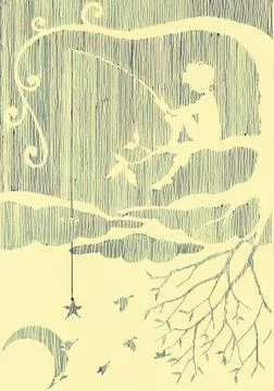 Fishing star Stock Illustration