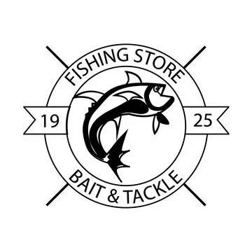 Fishing store sign vector and badge Stock Illustration