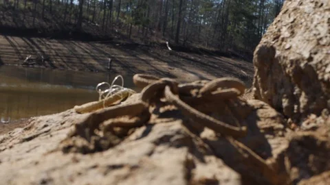 Fishing string rope knots. Slow motion hand held focus. Stock Footage 91249980