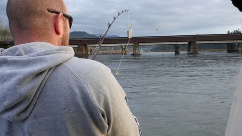 Fishing sturgeon in Canada. Stockbeeldmateriaal 74677801