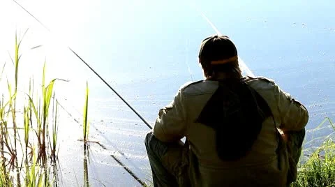 Fishing on a summer day Stock Footage 9611845
