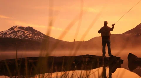 Fishing at sunrise Stock Footage 32717158