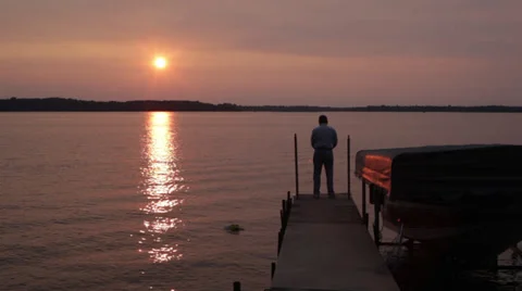 Fishing at sunset Stock-Footage 34374026