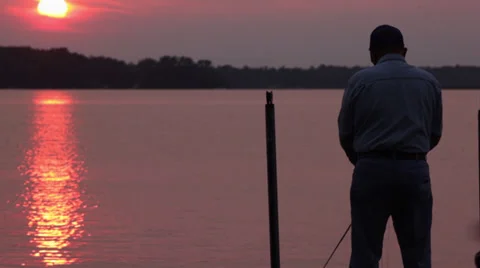 Fishing at sunset Stock-Footage 34433779