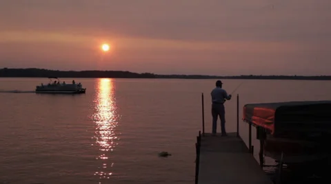 Fishing at sunset Stock-Footage 34433805