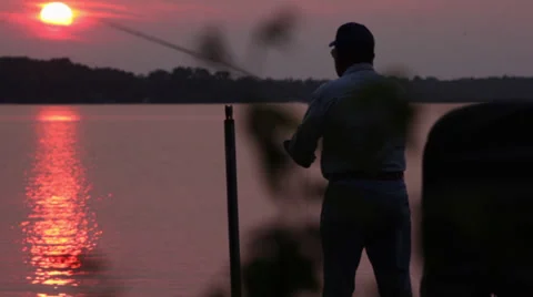 Fishing at sunset Stock-Footage 34509346