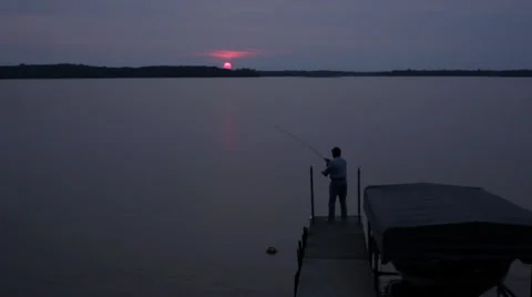 Fishing at sunset Stock-Footage 34509615