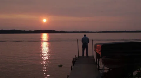 Fishing at sunset Stock-Footage 34545537