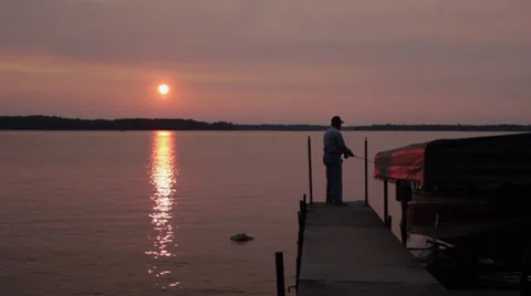 Fishing at sunset Stock-Footage 34545652