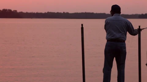 Fishing at sunset Stock-Footage 34545924