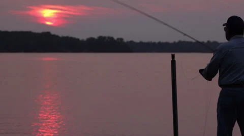 Fishing at sunset Video stock 34696694
