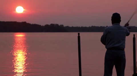 Fishing at sunset Stock-Footage 34761536
