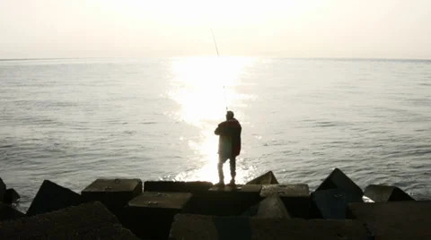 Fishing at Sunset Stock Footage 37010745