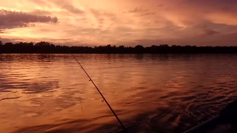 Fishing on sunset. Stock Footage 132656096