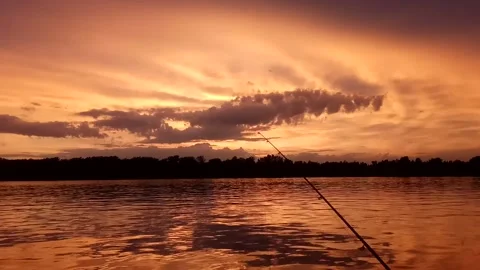 Fishing on sunset. Stock Footage 132656131
