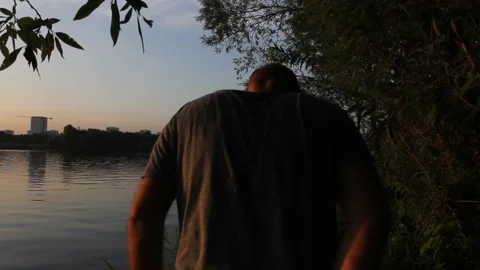 Fishing on sunset. Stock Footage 136021503