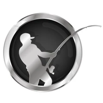 Fishing symbol silver Stock Illustration