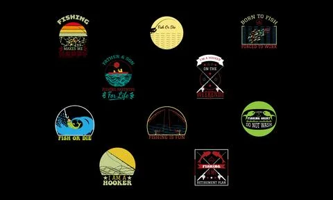 Fishing T Shirt Design Bundle Stock Illustration