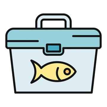 Fishing tackle box displaying fish symbol icon Stockillustratie