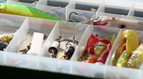 Fishing Tackles with Bokeh 2 Video stock 49783929