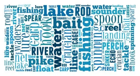 Fishing Tag Cloud    - vector illustration Stock Illustration