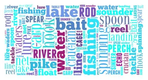 Fishing  Tag Cloud    - vector illustration Stockillustratie