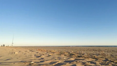 Fishing Timelapse On the Beach Stock Footage 108784140