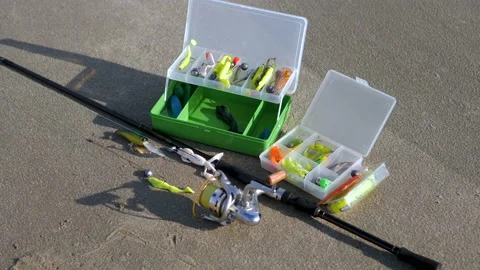 Fishing tool box Stock Footage 97342912