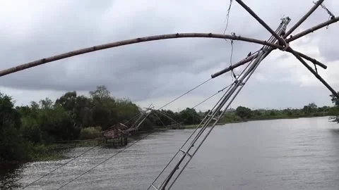 Fishing tools are nets in Phatthalung Province, southern Thailand. Stock Footage 322992766